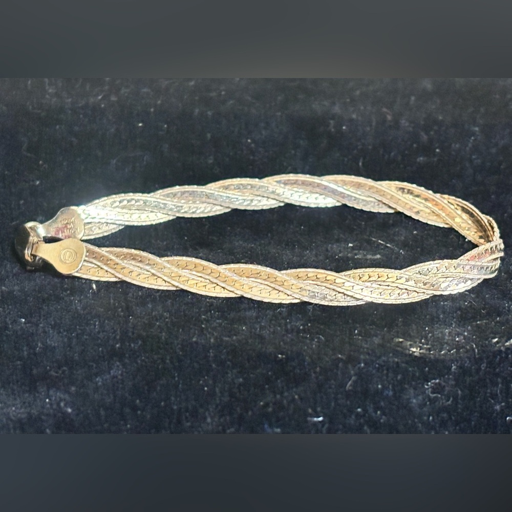 New Fine Italian Braided Two Strand Chain Bracelet Gold Over Sterling Ma…